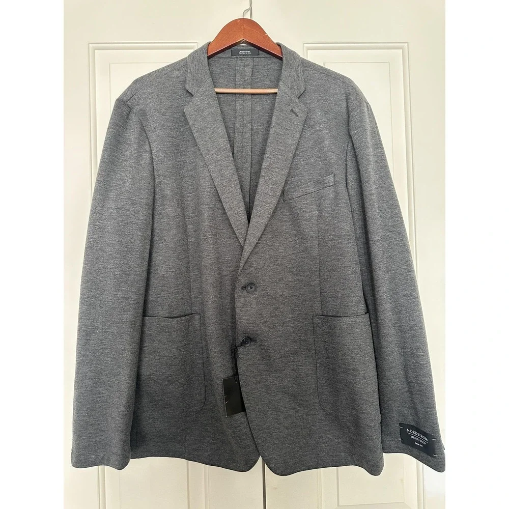 Nordstrom Men's Shop Blazer Mens 2XL Gray‎ Phantom Heather Trim Fit 2-Button